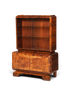 Edle Art Deco Vitrine Nussbaum Vitrine massiv Holz Antik Schrank Regal Vitrinenschrank