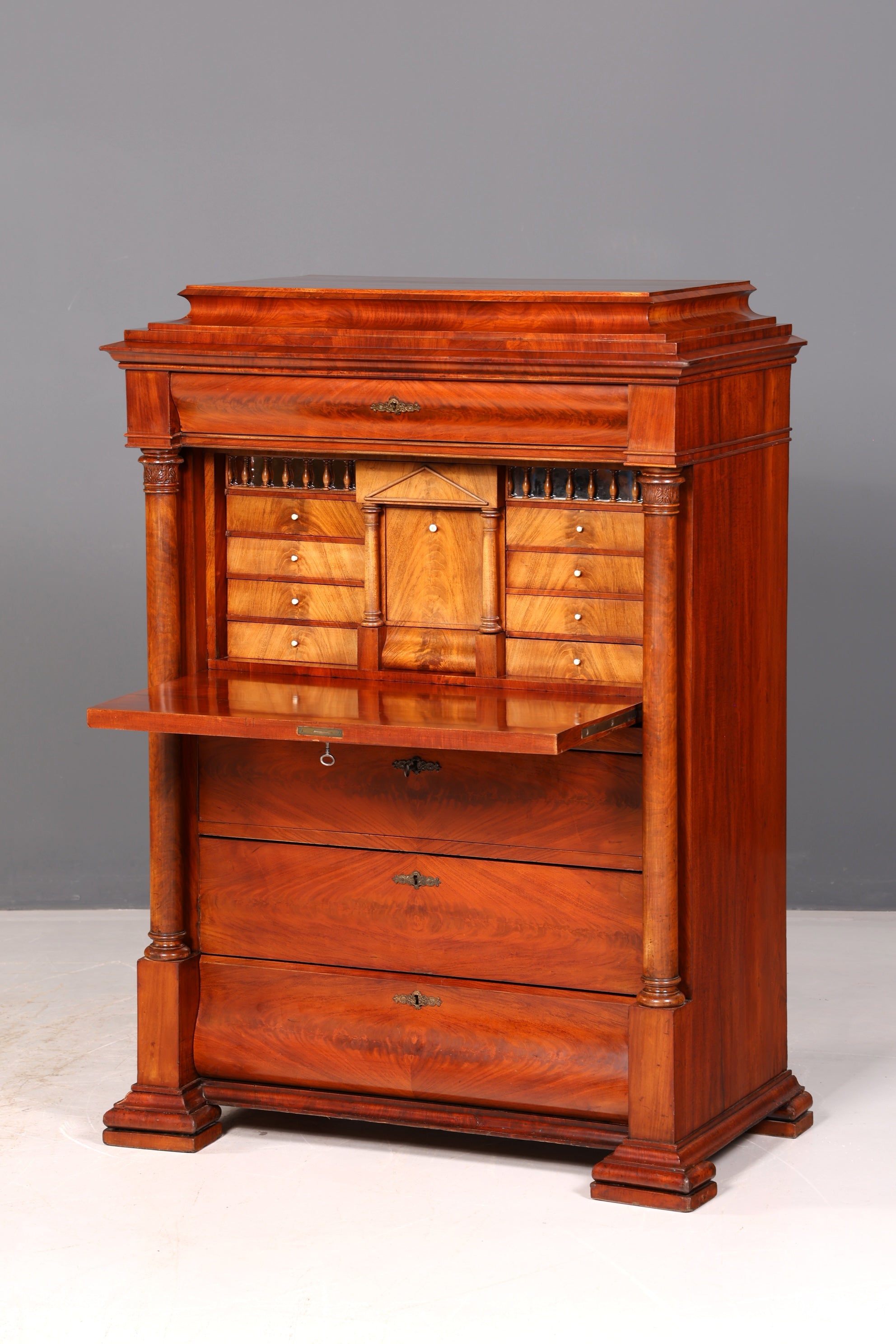 Beeindruckender Biedermeier Sekretär Louis Philippe Vertiko Antik Kommode Schreibkommode Office Desk