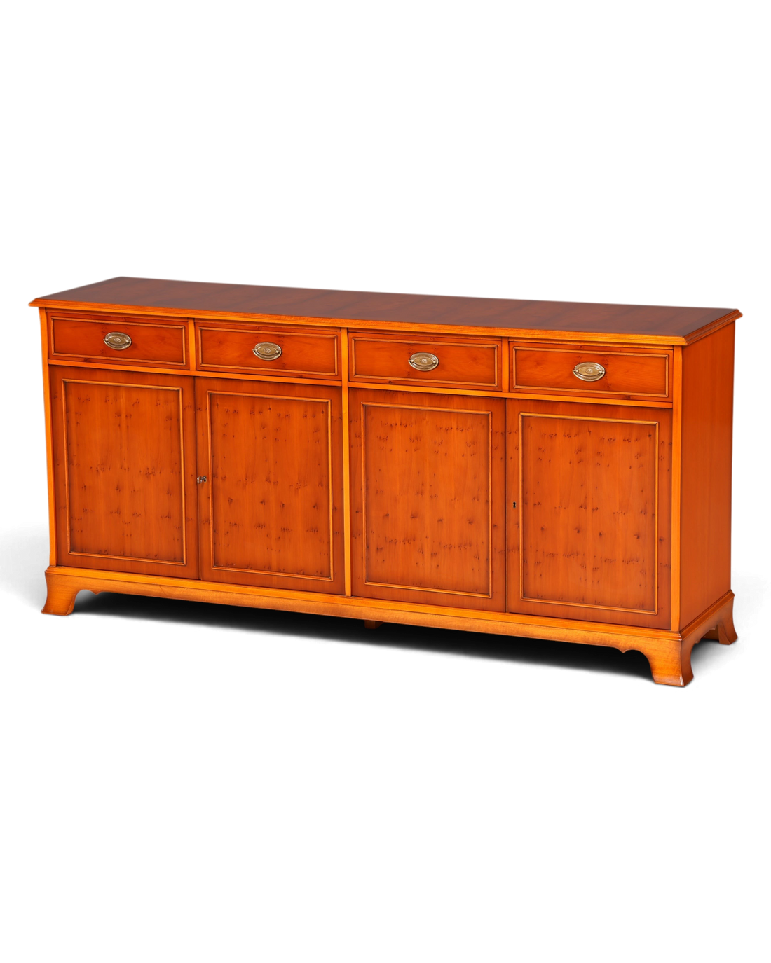 Hauptstadt Möblerei Heldense Sideboard aus englischer Eibe mit vier Schubladen und Türen im antiken Vintage-Stil