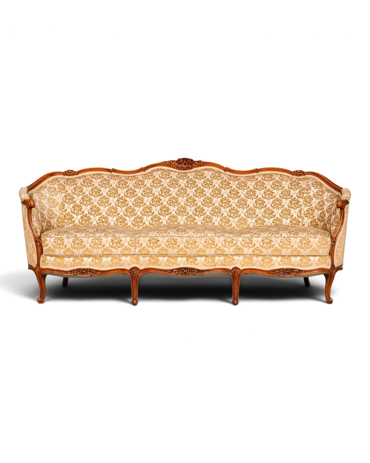 Dreamy Chippendale sofa Baroque style couch velvet fabric 3-seater antique vintage