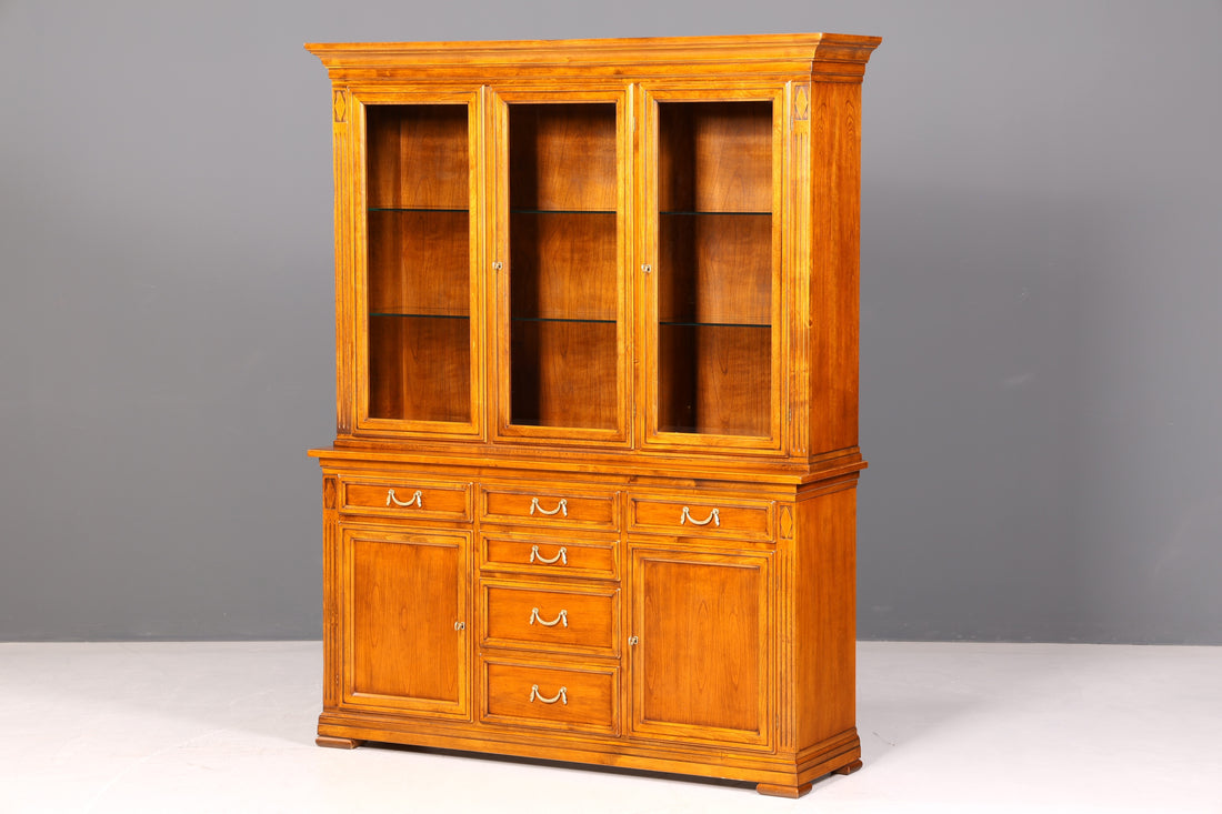Prachtige originele Selva vitrine Villa Borghese antiek massief houten buffetkast bibliotheek glasvitrine gemaakt in Italië