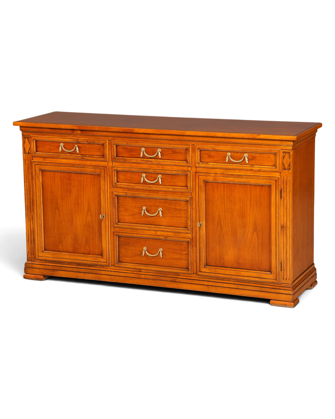 Hauptstadt Möblerei Selva Sideboard Villa Borghese aus Echtholz im antiken Stil mit Schubladen und Messinggriffen