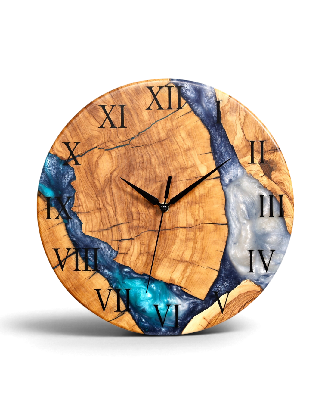 Exklusive Handgefertigte Epoxidharz Wanduhr Olivenbaum Uhr Epoxy Analog Uhr