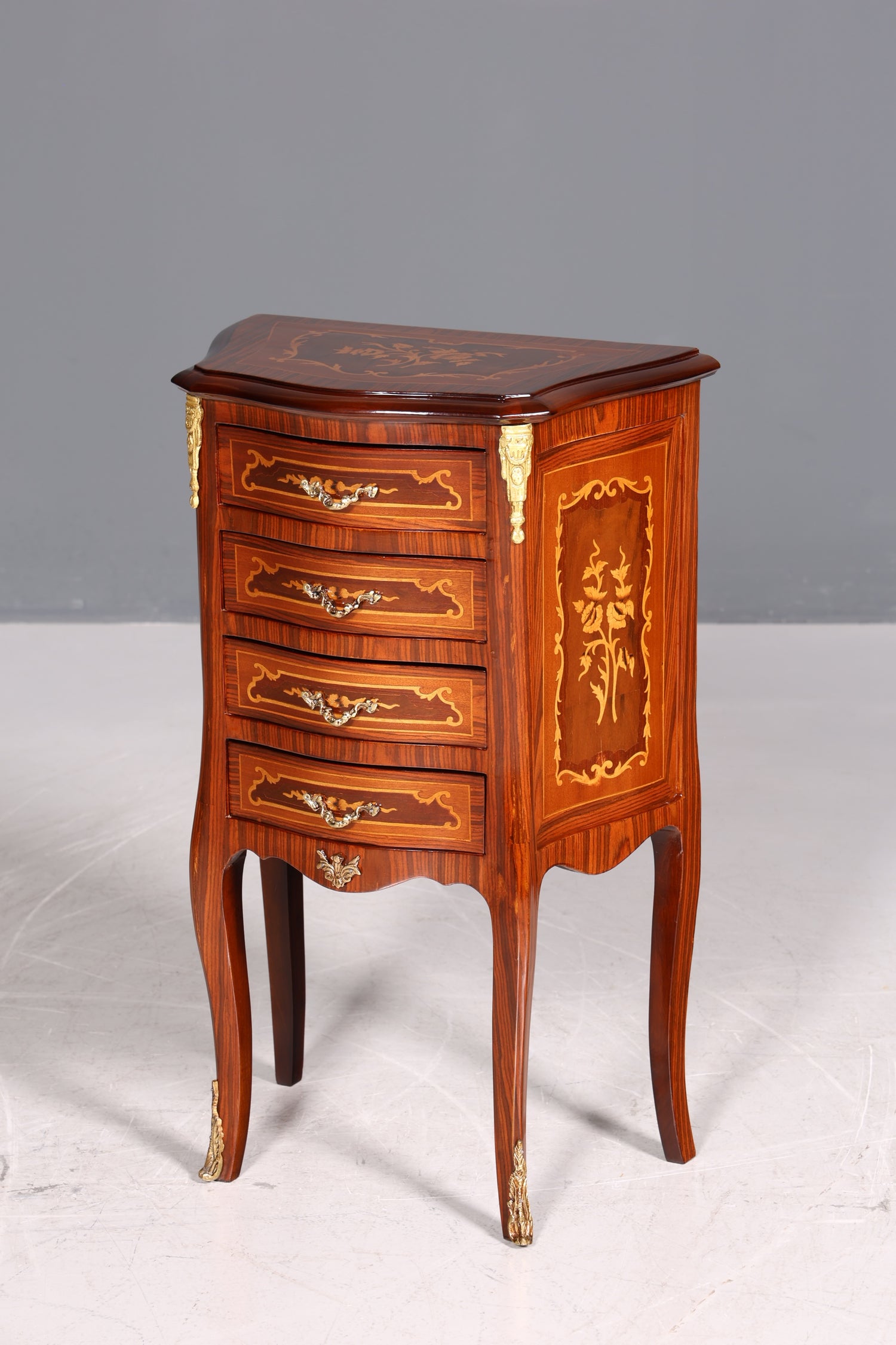 Edle Barock Stil Kommode Antik Stil Beistelltisch Messing Schränkchen