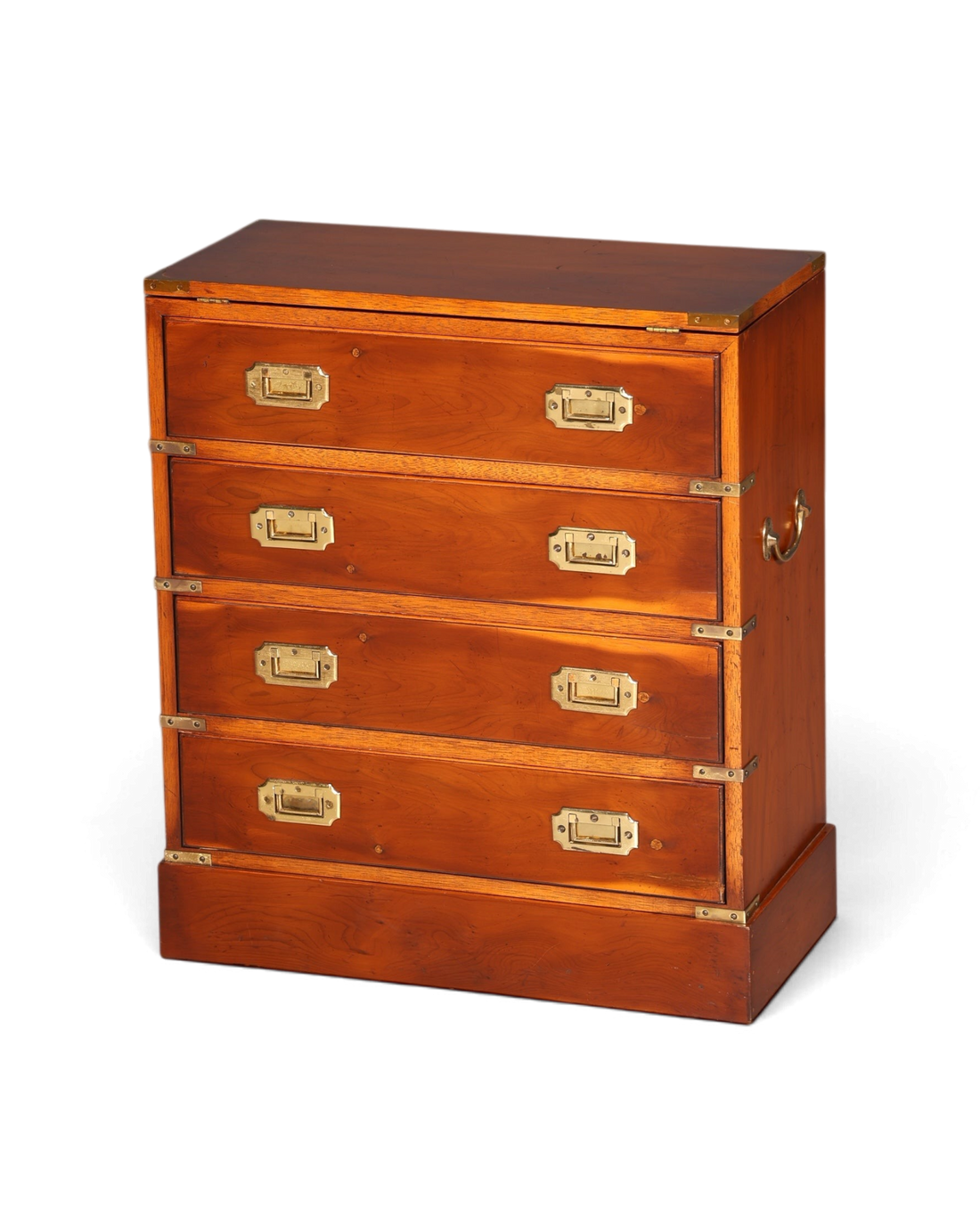 Hauptstadt Möblerei maritime Military Chest Kommode aus Holz mit Messingbeschlägen und ausklappbarer Deckplatte
