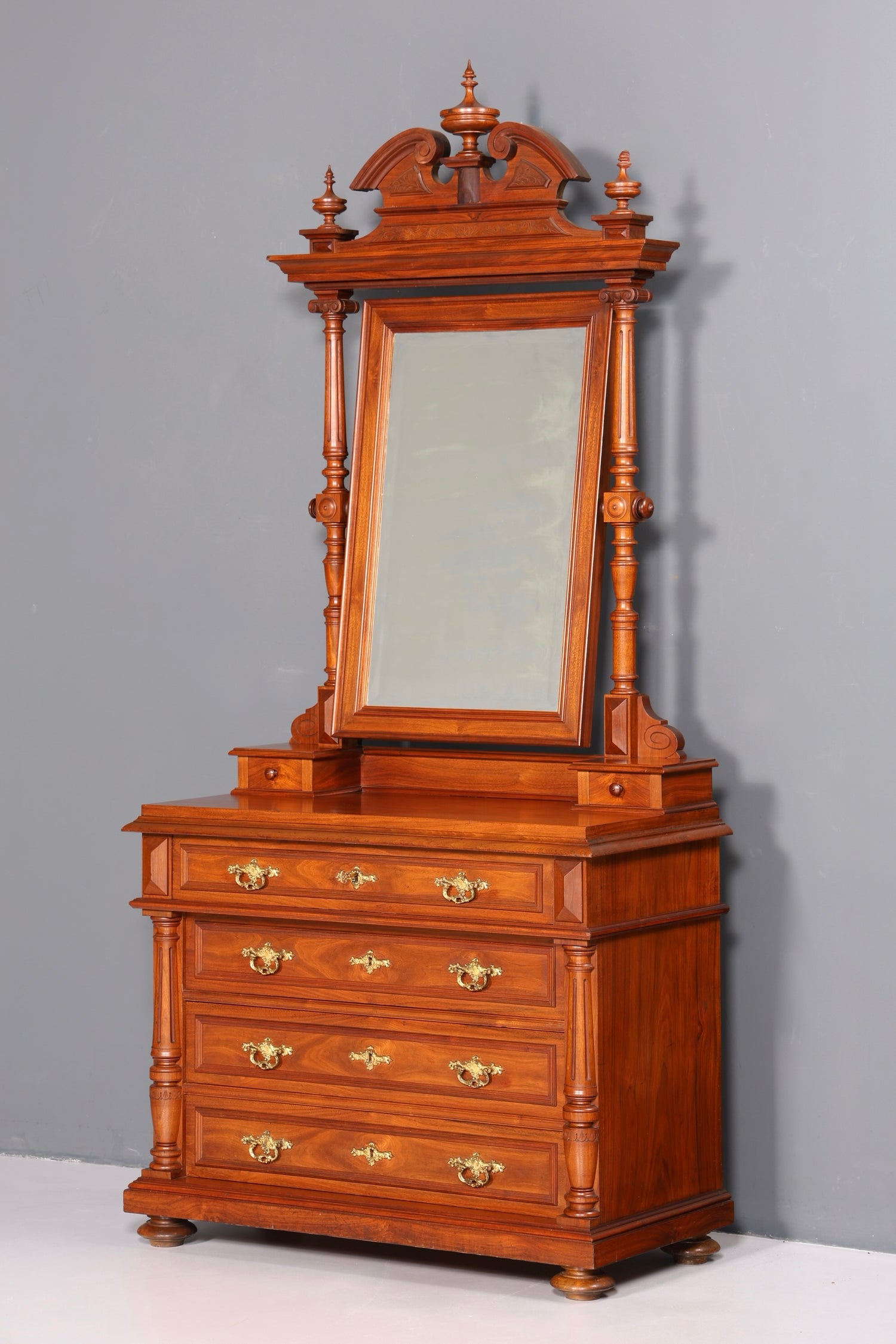 Edle Louis Philippe Kommode mit Spiegelaufsatz Gründerzeit Frisierkommode Holz Schrank Antik Flurschrank um 1880