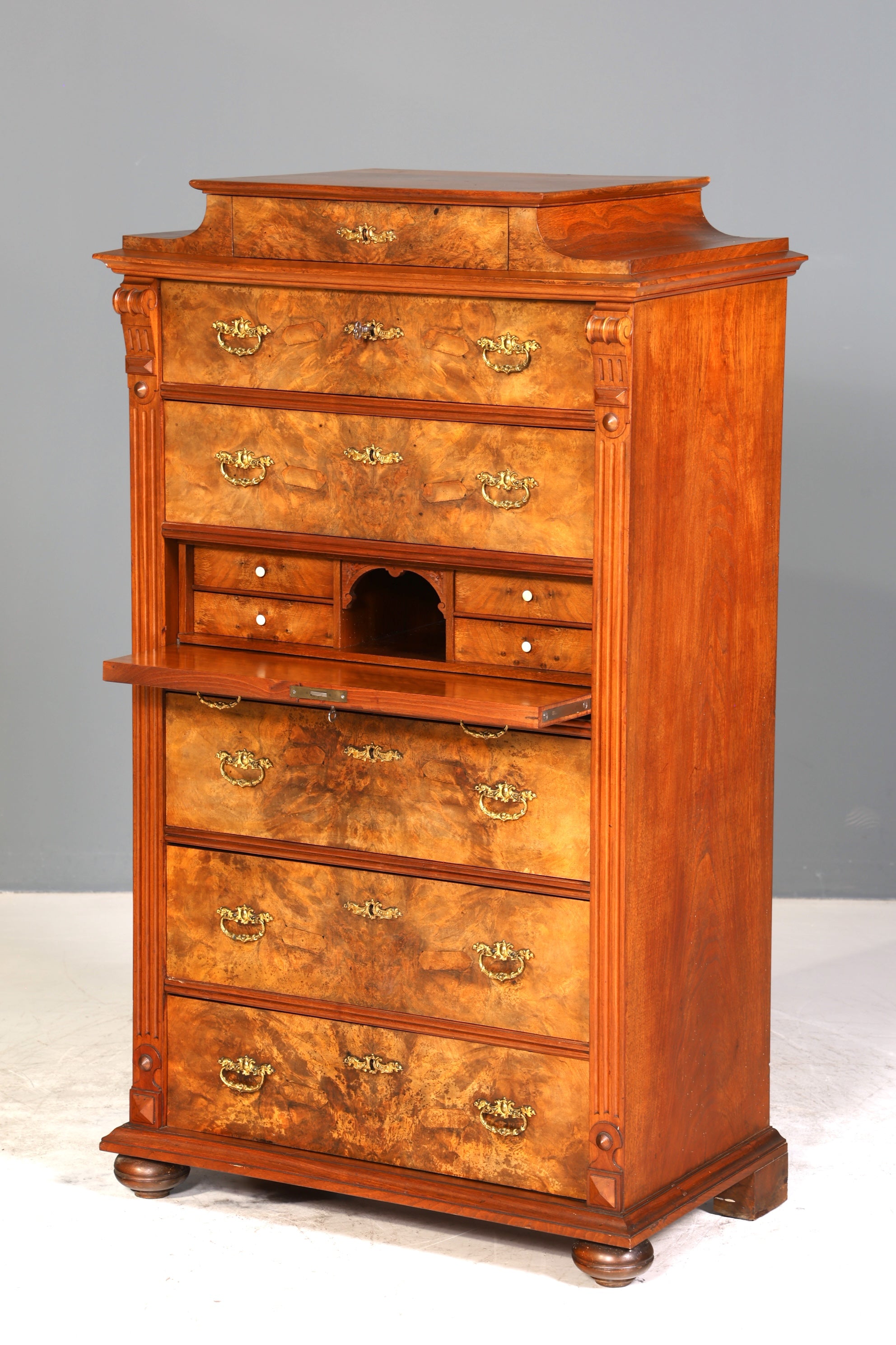 Stilvoller Gründerzeit Sekretär Vertiko Highboard Louis Philippe Chiffoniere Kommode um 1880