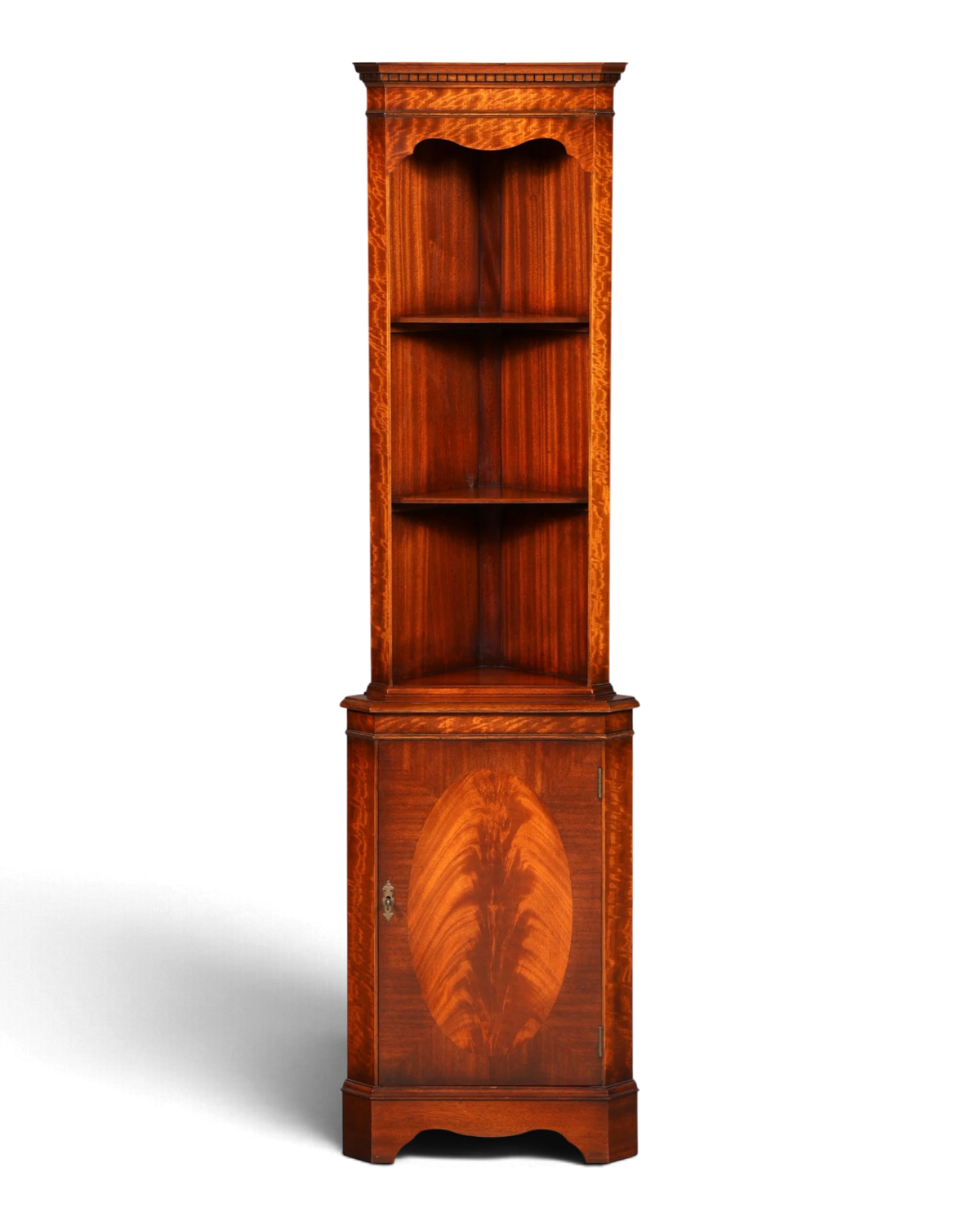 Beautiful English mahogany corner cabinet, solid wood corner shelf, vintage