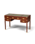 F945 Finish Edler Maritimer Schreibtisch Englischer Military Chest Bürotisch Office Table mit echt Lederauflage