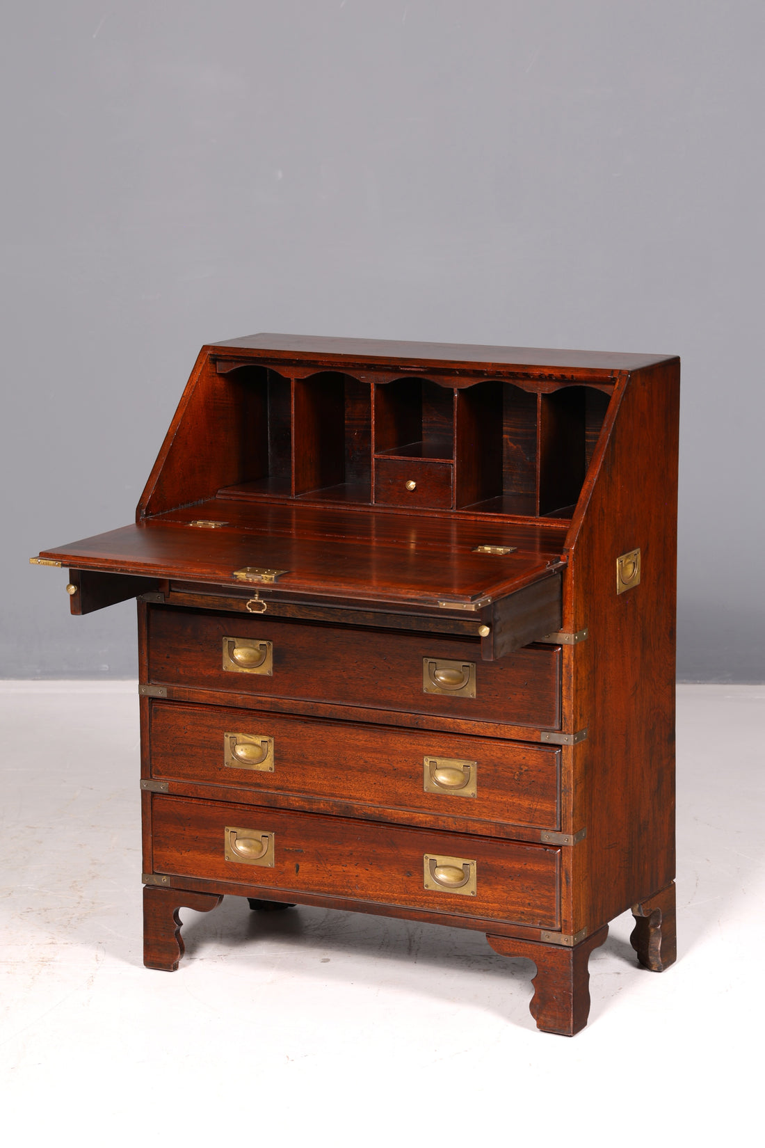 Prachtige maritieme Engelse secretaire, schrijfcommode van echt hout, bureau, antiek, vintage