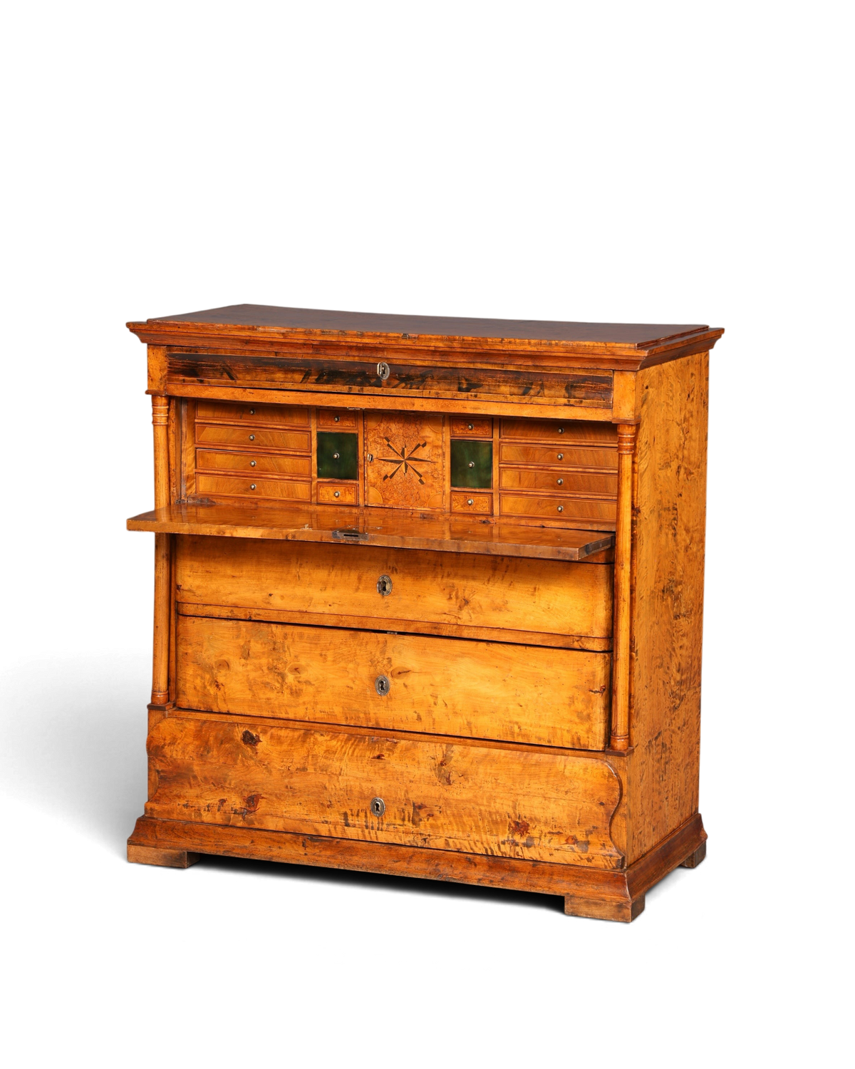 Biedermeier Sekretär 1860, Englisch Antik Bürokommode – Hauptstadt Möblerei Berlin