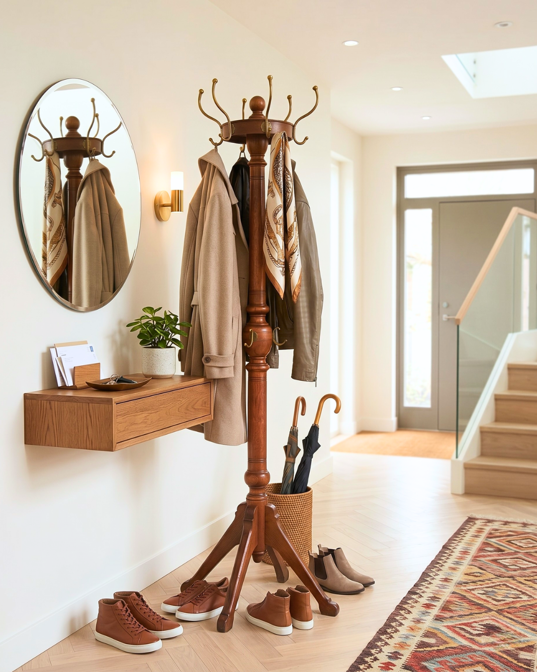 Wunderschöner Jugendstil Garderobenständer Antik Eiche Holz Garderobe Flur Kleiderständer um 1900