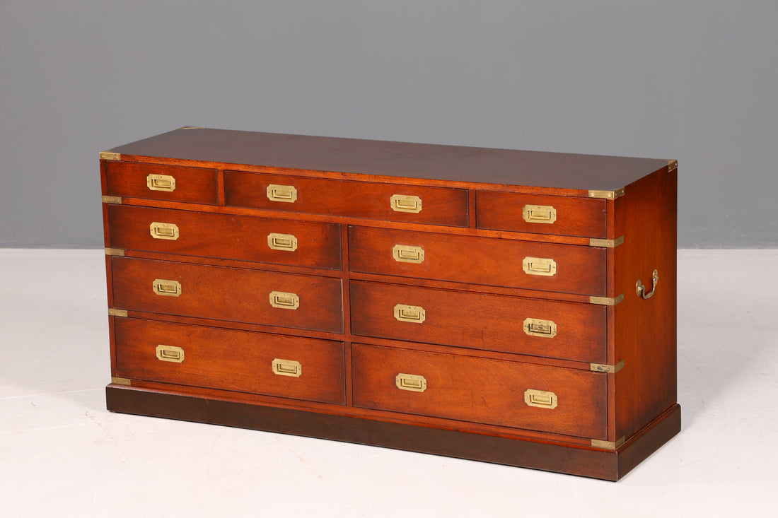 Prachtig maritiem dressoir, Engelse Military Chest, scheepscommode, antieke koloniale vintagekast