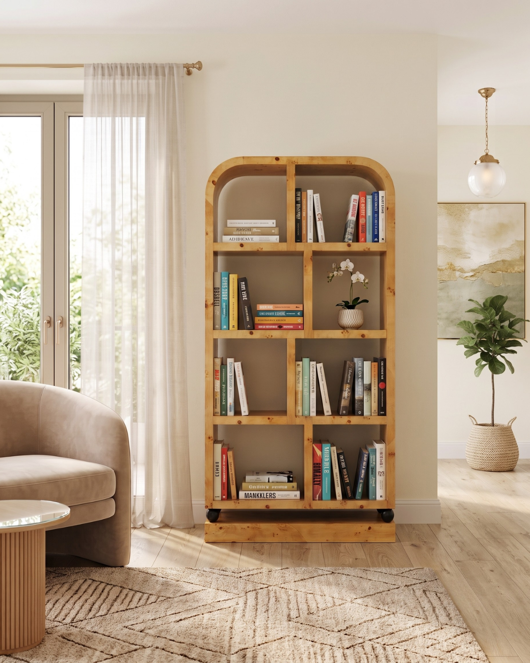 Edel art deco stijl boekenkast berken luxe meubel cult kast bookshelf