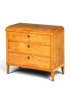 Hauptstadt Möblerei Biedermeier Kommode aus massivem Birkenholz mit drei Schubladen und konischen Beinen um 1880
