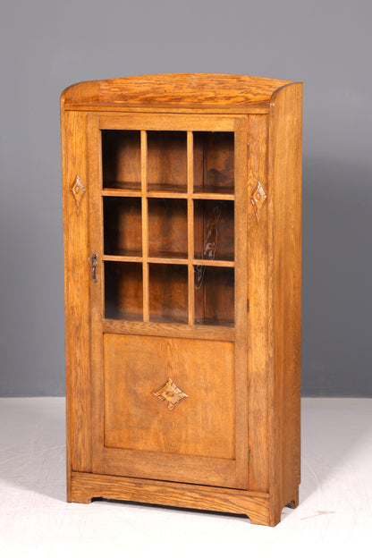 Traumhafte Jugendstil Vitrine Eiche Antik Bücherschrank Schrank Geschirrschrank Glasvitrine