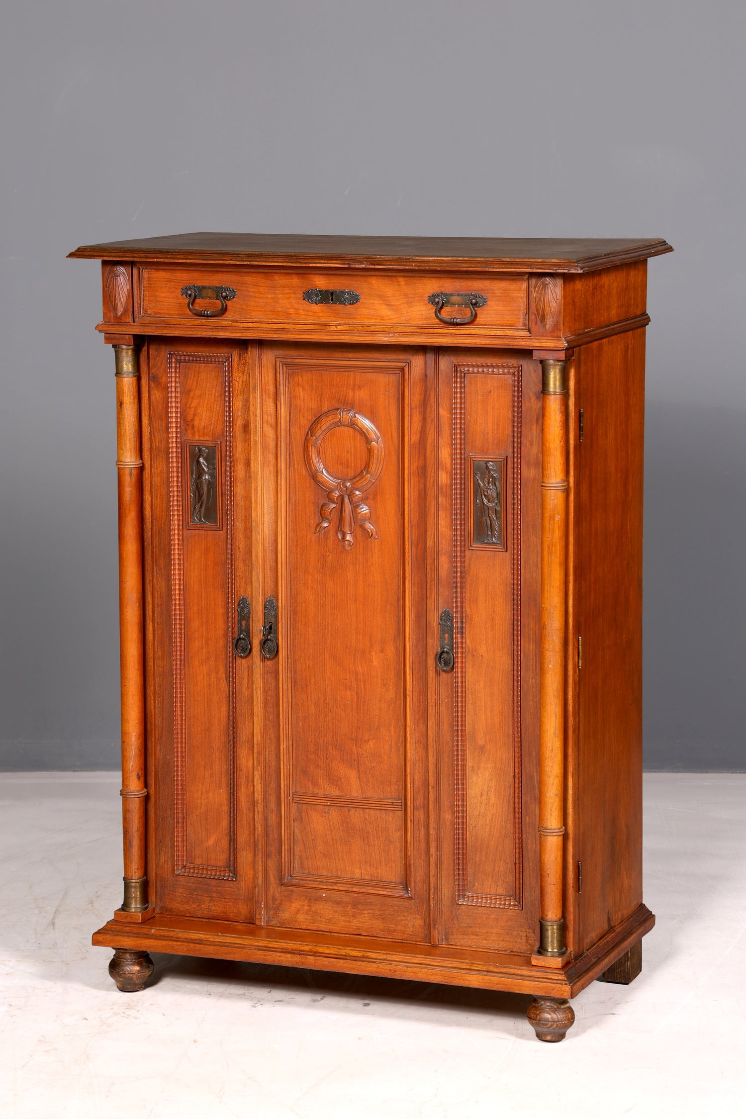 Prachtige art-nouveau-vertikokast, antieke kabinetkast, ladekast, rond 1900, massief hout