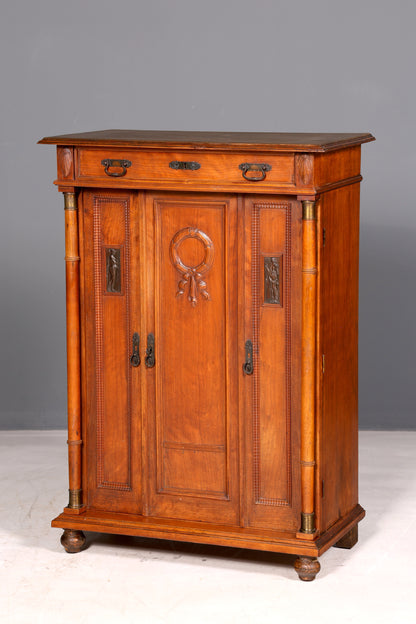 Prachtige art-nouveau-vertikokast, antieke kabinetkast, ladekast, rond 1900, massief hout
