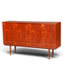 Hauptstadt Möblerei Mid Century Highboard aus massivem Holz im dänischen Design mit markanter Maserung