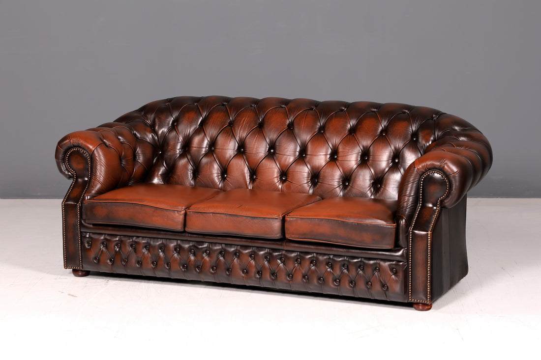 Beautiful Original Chesterfield Centurion 3-Seater Sofa Real Leather Couch English Upholstered Sofa Antique Vintage