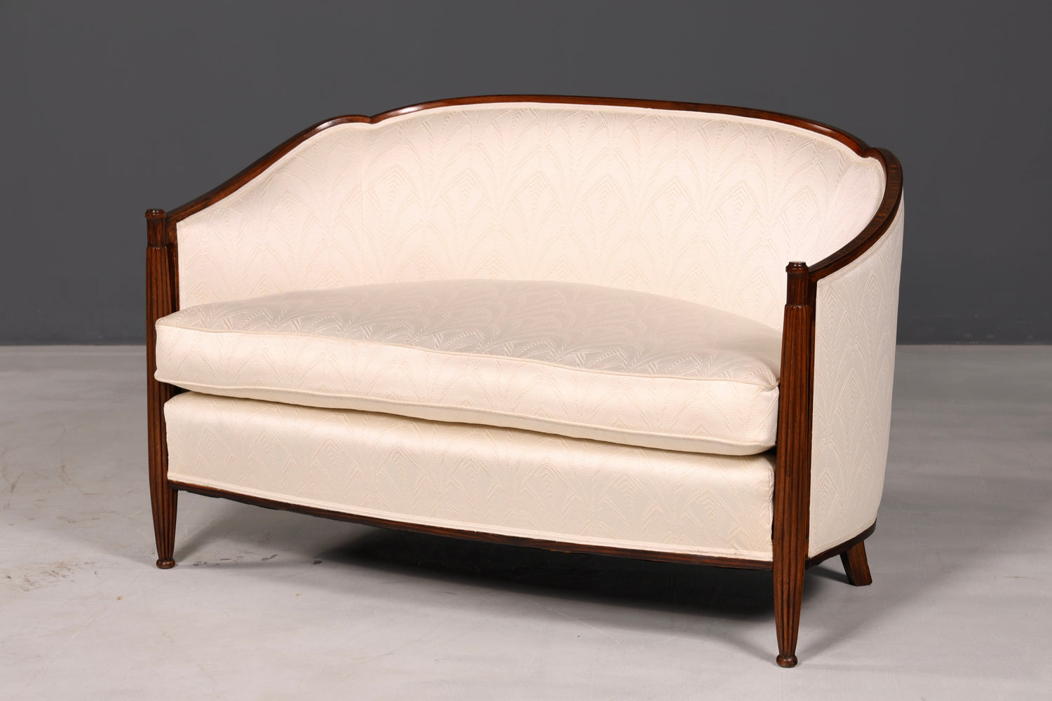 Elegante Art Deco-bank, zitbank, 2-zitsbank, vintage loung bank, gestoffeerde bank, salonbank