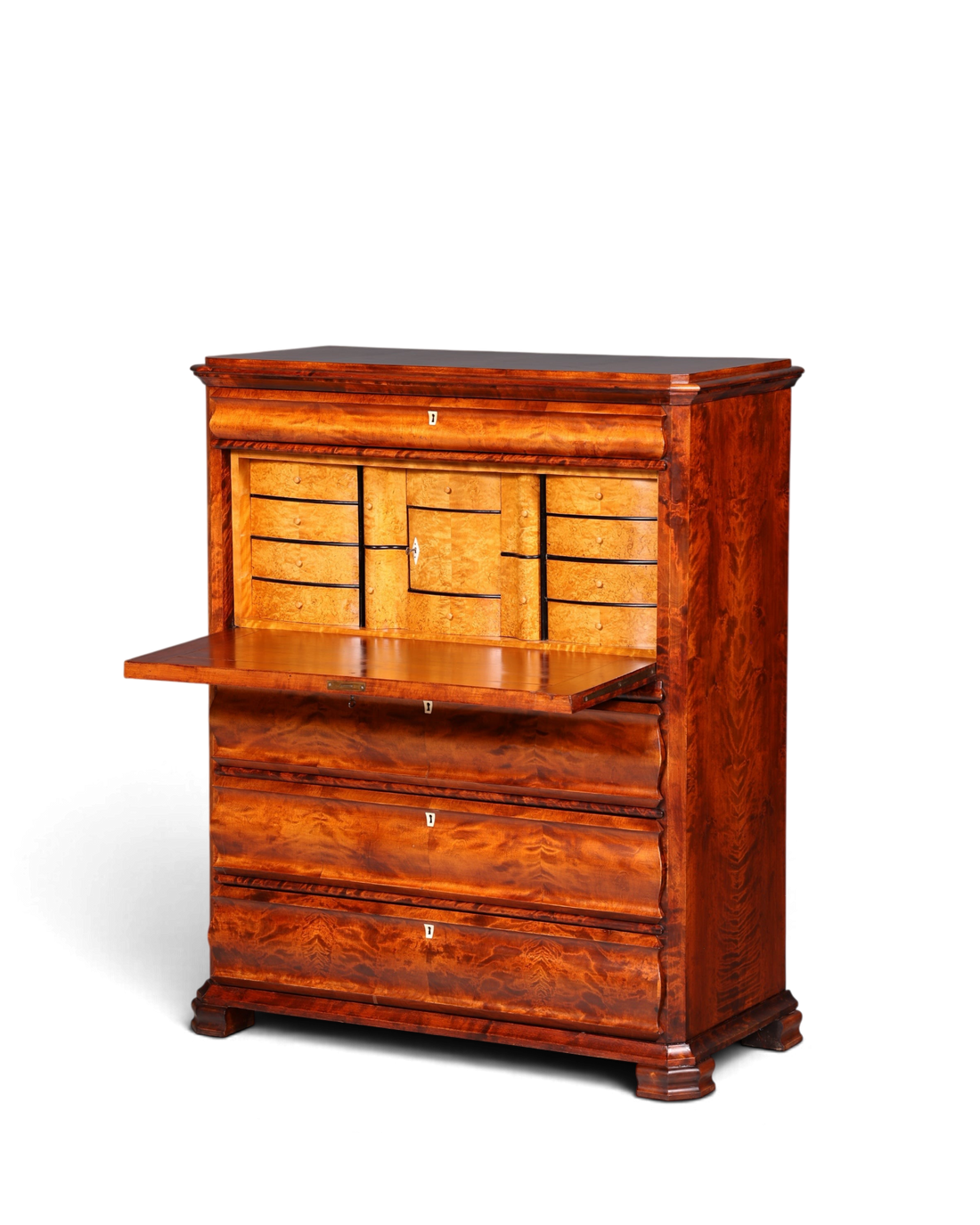 Hauptstadt Möblerei Biedermeier Sekretär aus Echtholz mit aufklappbarer Schreibplatte und vielen kleinen Schubladen