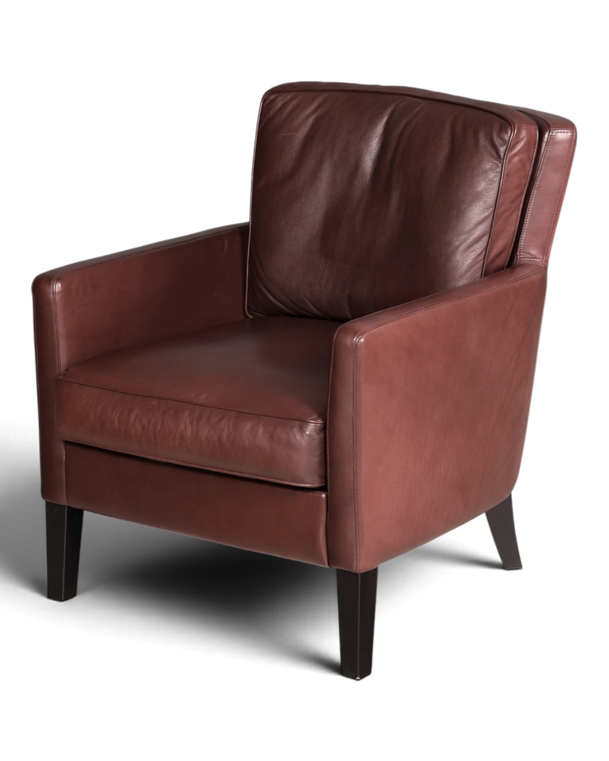 Stijlvolle Werther Premio-fauteuil van bruin echt leer, leren designfauteuil van Edgar J. Reuter, armleunstoel 2 van 2