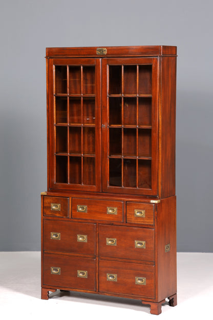 Wunderschöner Maritimer Vitrinenschrank Englischer Schrank echt Holz Bibliothek Englische Anrichte