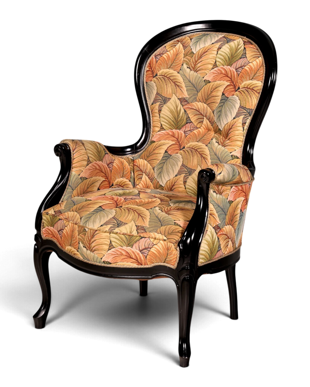 Prachtige fauteuil in Louis-Philippestijl, Chippendalestijl, medaillonfauteuil, barokke fauteuil, gestoffeerde fauteuil, antieke armleunstoel