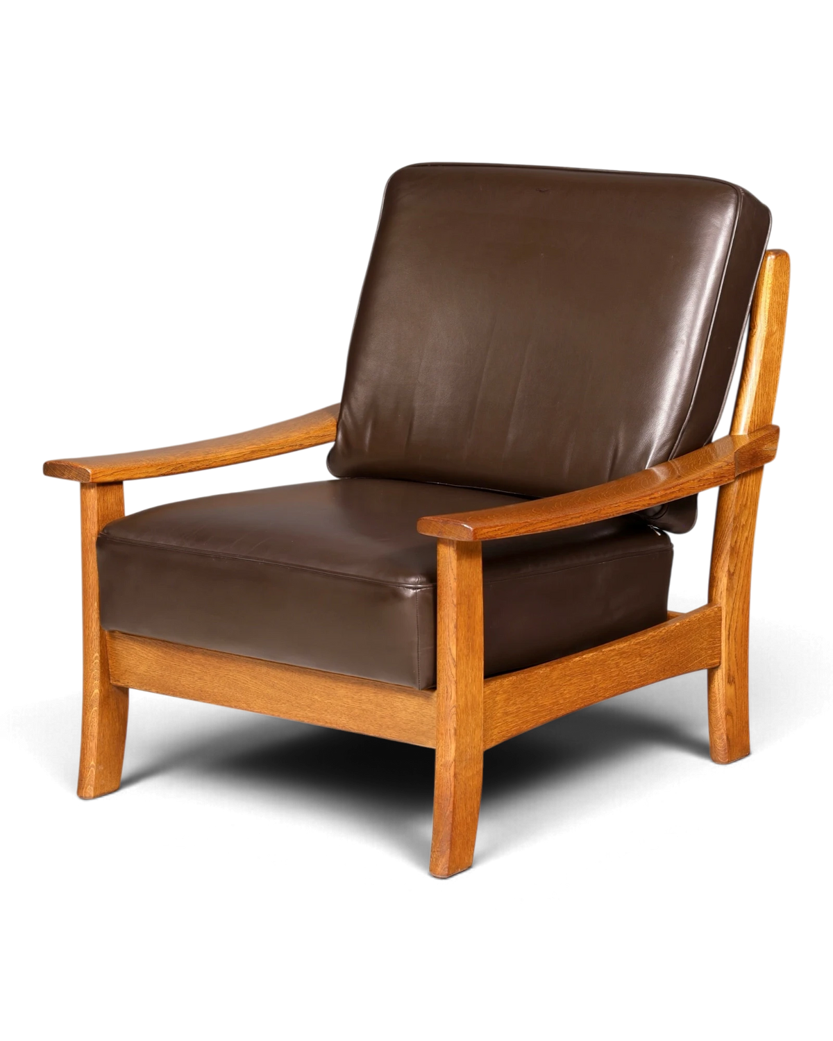 Wunderschöner Mid Century Sessel Echtleder Braun Vintage Ledersessel Loungesessel Echt Holz Skandinavisches Design Retro 1 von 2
