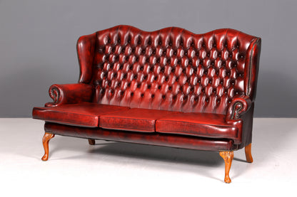 Edles Original Chesterfield Queen Anne Sofa 3er Sofa Englische Leder Couch Antik Designklassiker England UK