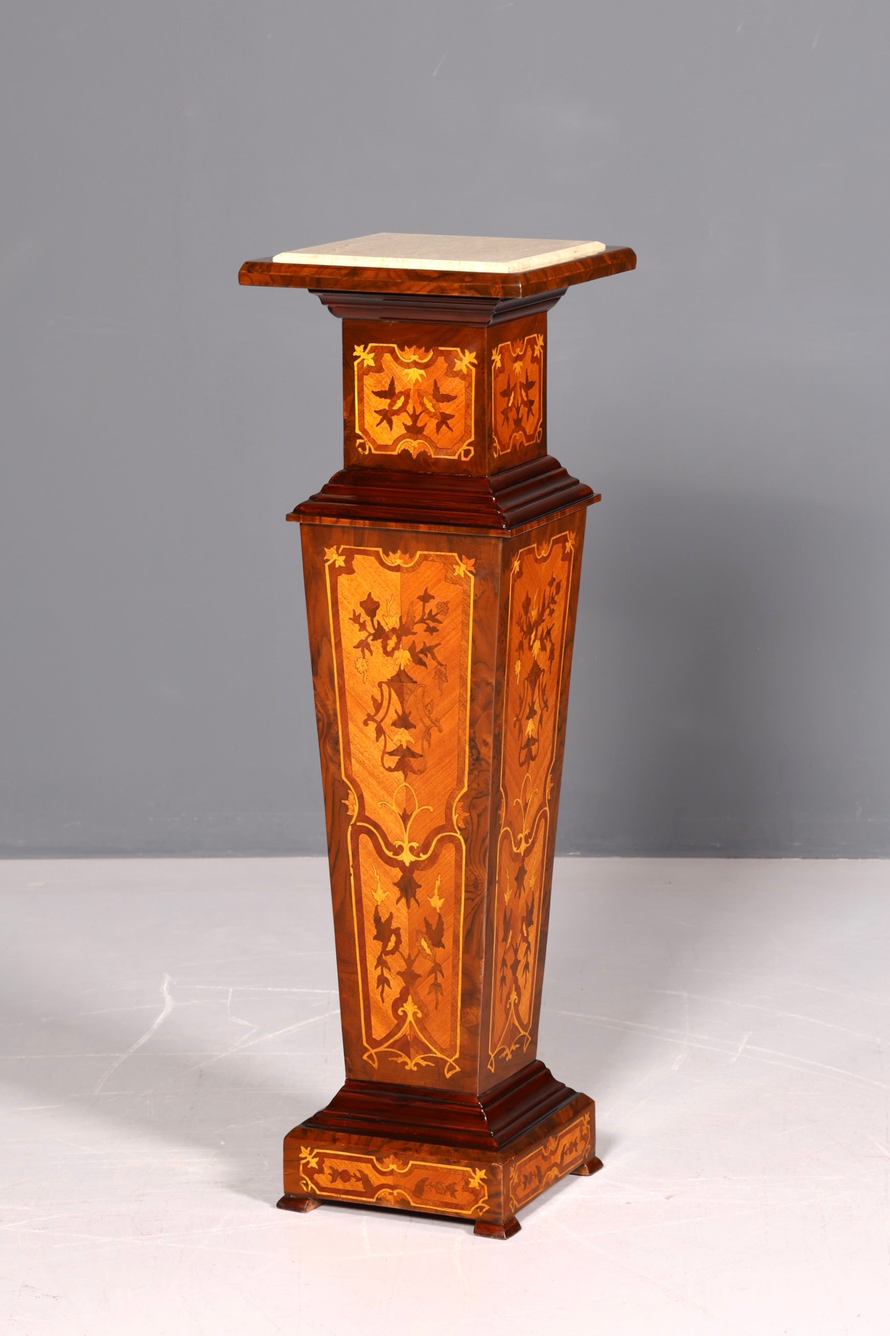 Edle Barock Säule Louis XV Blumensäule Antik Marmor Tisch Naturstein Intarsien Dekosäule