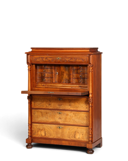 Stilvoller Gründerzeit Sekretär Vertiko Nussbaum Highboard Louis Philippe Kommode Sekretär Schrank um 1880