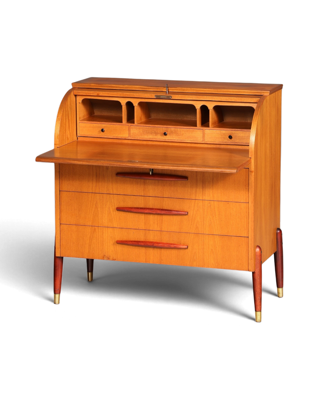 Schlichter Mid Century Rollladen Sekretär von Bröderna Gustafssons Büro Schrank Schreibkommode 60s Schreibmöbel