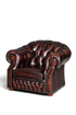 Hauptstadt Möblerei Chesterfield Centurion Sessel aus braunem Echtleder mit klassischer Knopfheftung und Nieten