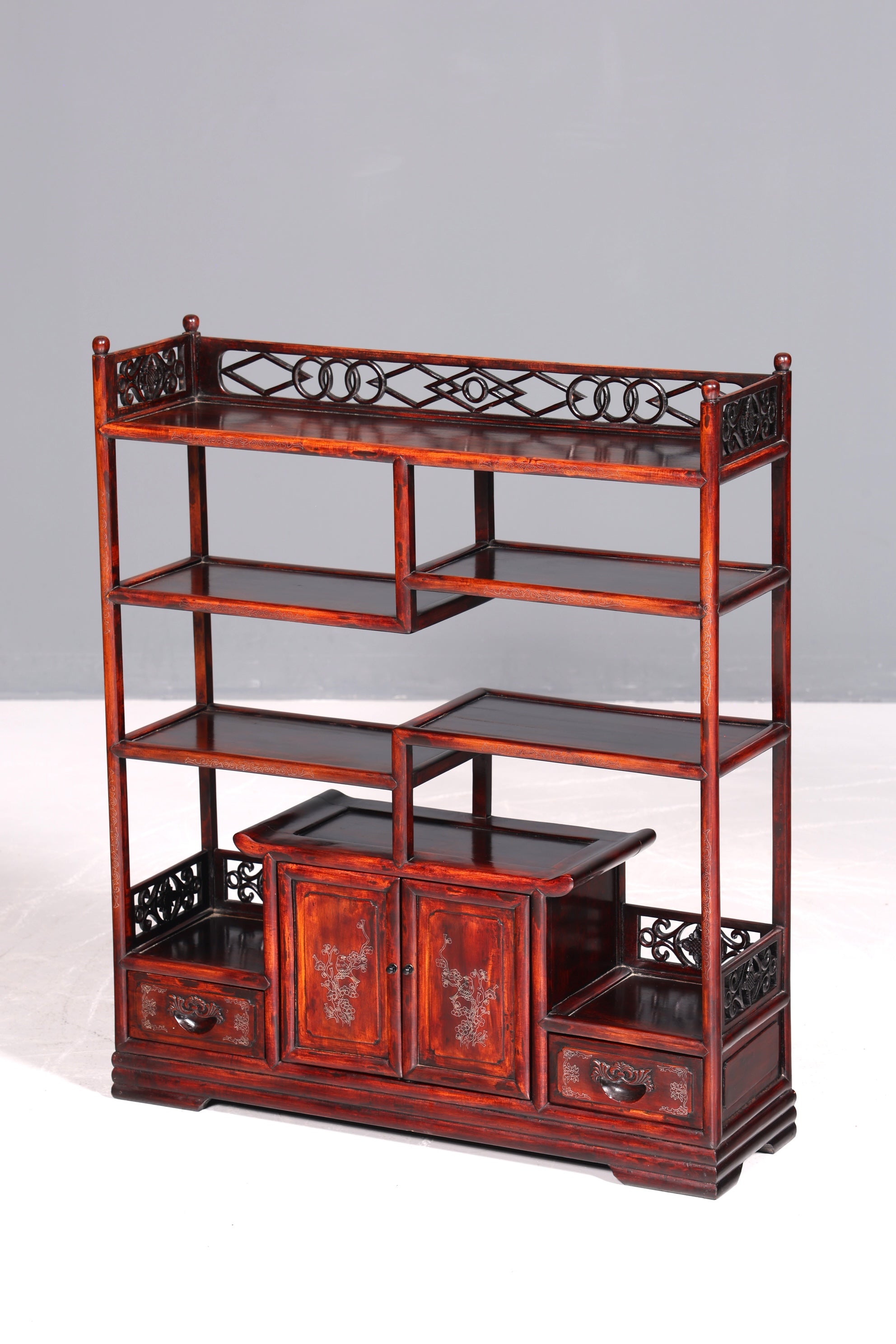 Beautifully ornate Chinese shelf, Chinese bookshelf, tiered stand, Asian bookcase