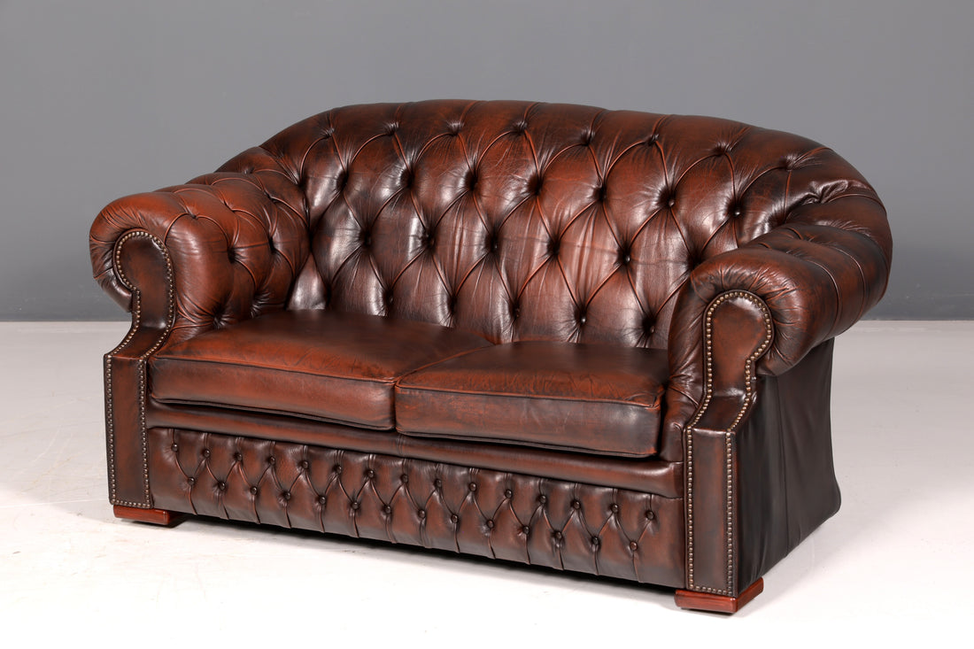 Prachtige originele Chesterfield Centurion 2-zitsbank, Engelse sofa van echt leer, leren vintagebank
