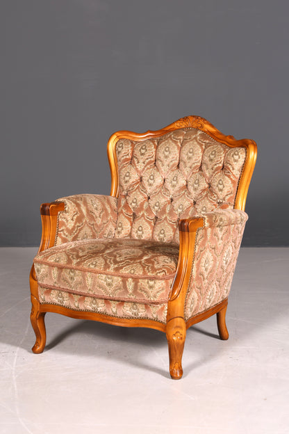 Edler Chippendale Armlehnsessel Barock Stil Sessel Armchair Samt Stoff Sessel 1 von 2