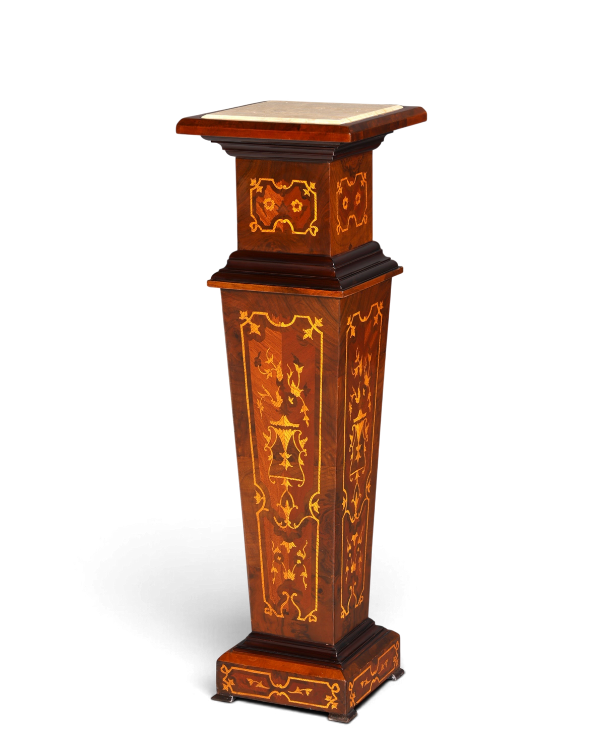 Stilvolle Barock Stil Säule Louis XV Blumensäule Naturstein Marmor Intarsien Ablage Tisch