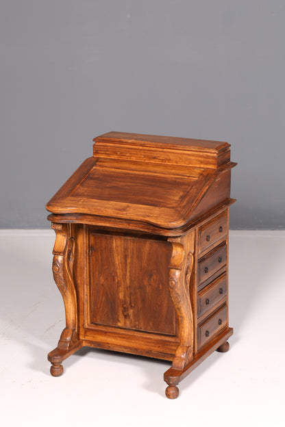 Prachtig Engels Davenport-bureau, secretaire en schrijfcommode in victoriaanse stijl, antiek en vintage