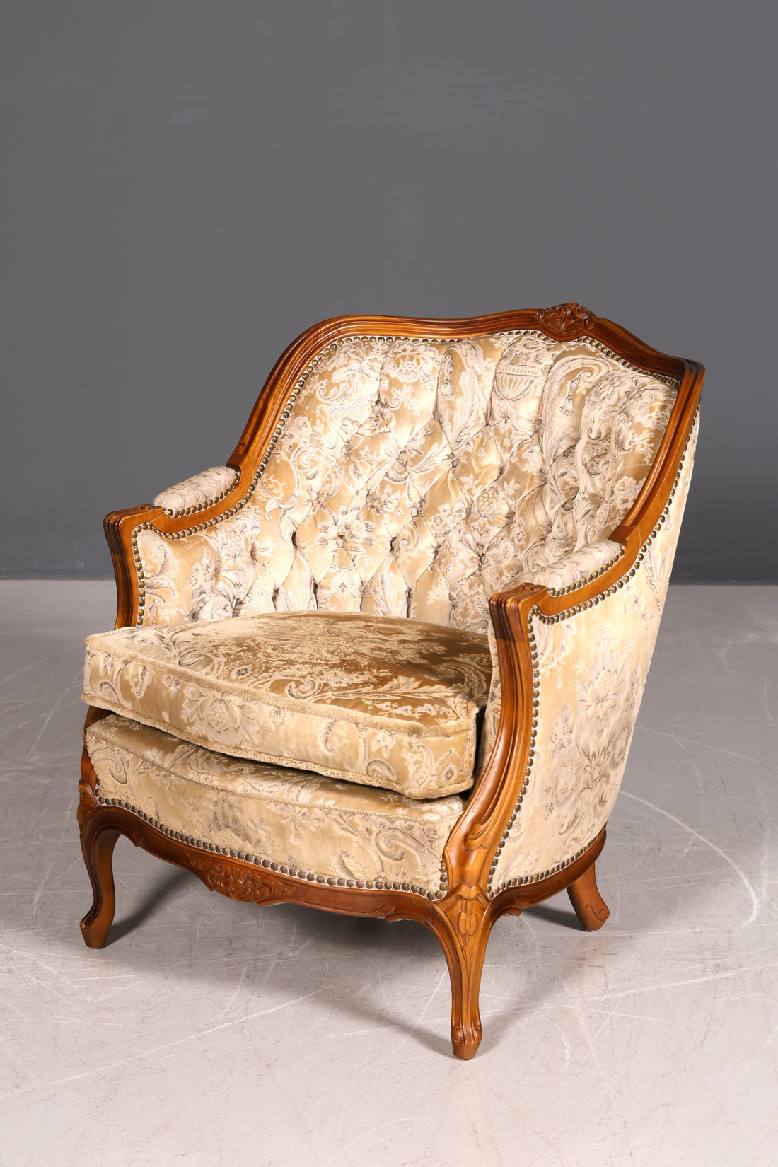 Wunderschöner Chippendale Armlehnsessel Barock Stil Sessel Armchair Samt Stoff Sessel 1 von 2