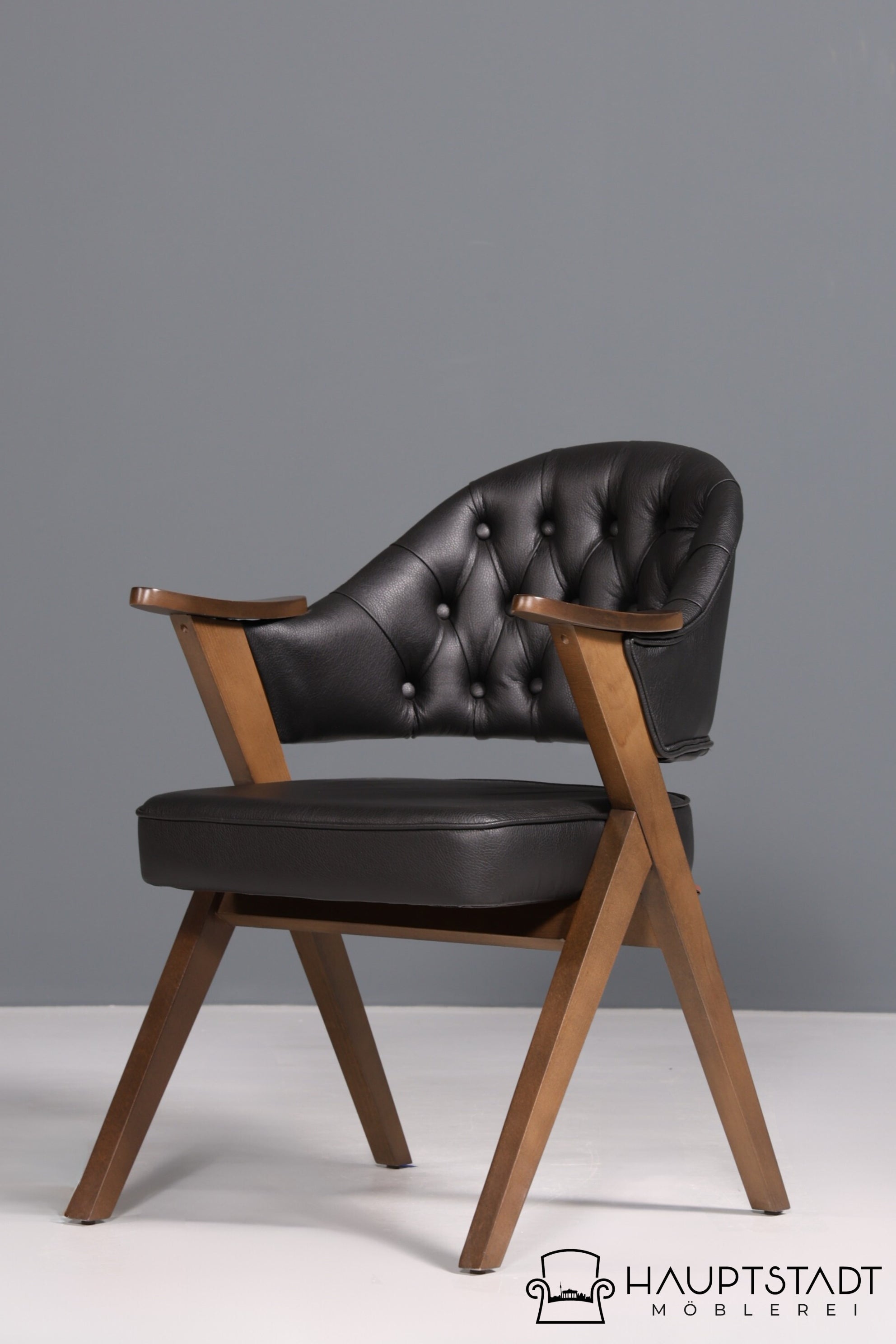 Luxuriöser "Manchester Black" Stuhl Chesterfield Stil  Bürostuhl Esszimmerstuhl Lounge Stuhl