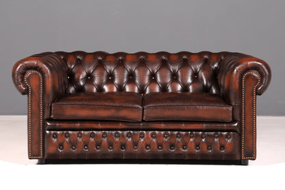 Wunderschönes Original Centurion Chesterfield Sofa 2-Sitzer Couch England echt Leder Polstersofa Ledersofa