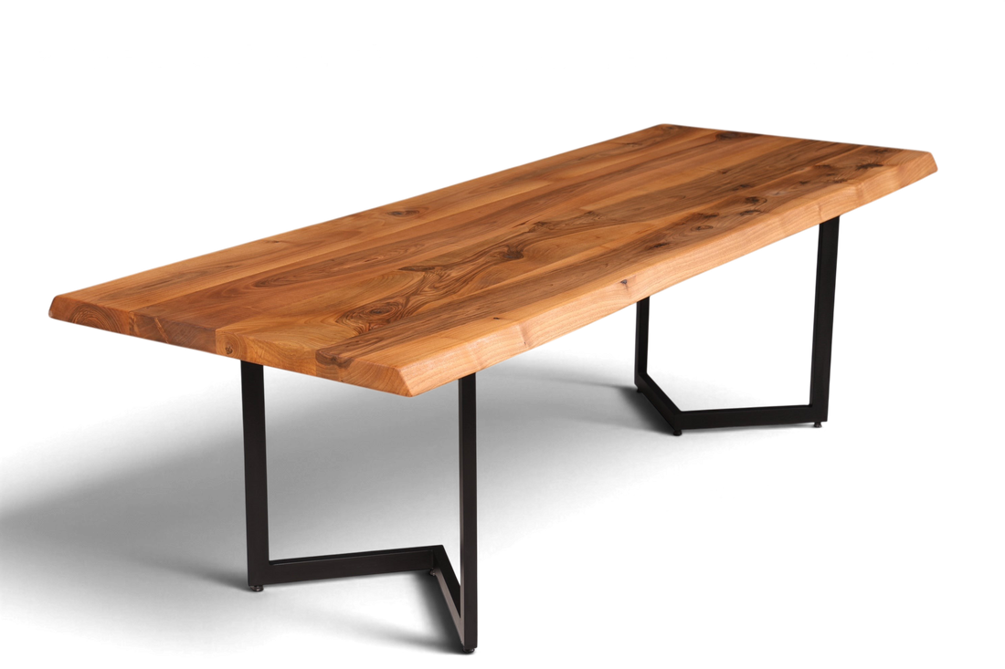 Edler Nussbaum Tisch 260cm-97cm Esszimmer Tisch Baumkanten Platte massiv Holz Küchentisch