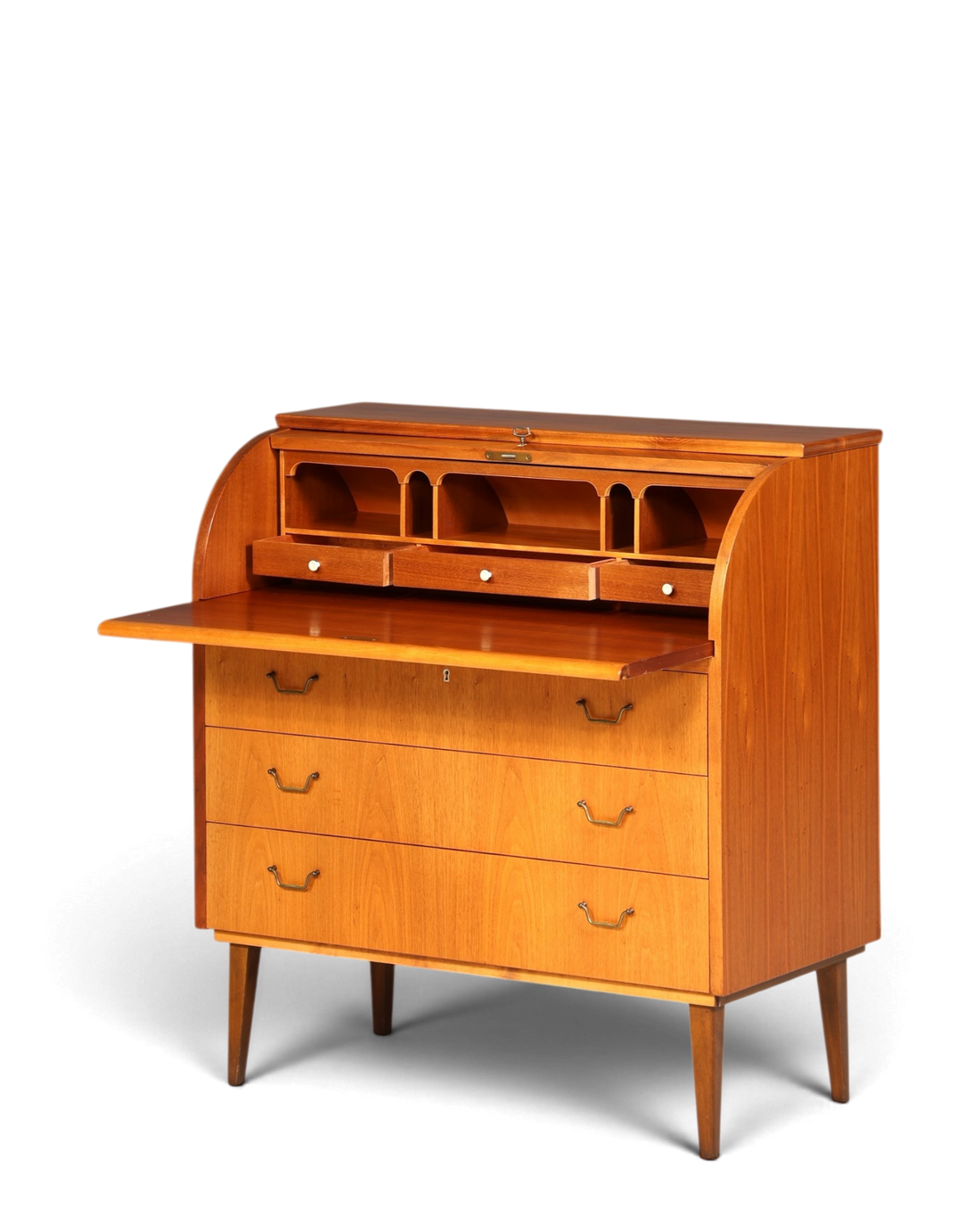 Stilvoller Mid Century Rollladen Sekretär echt Holz Büro Schrank Vintage Schreibkommode