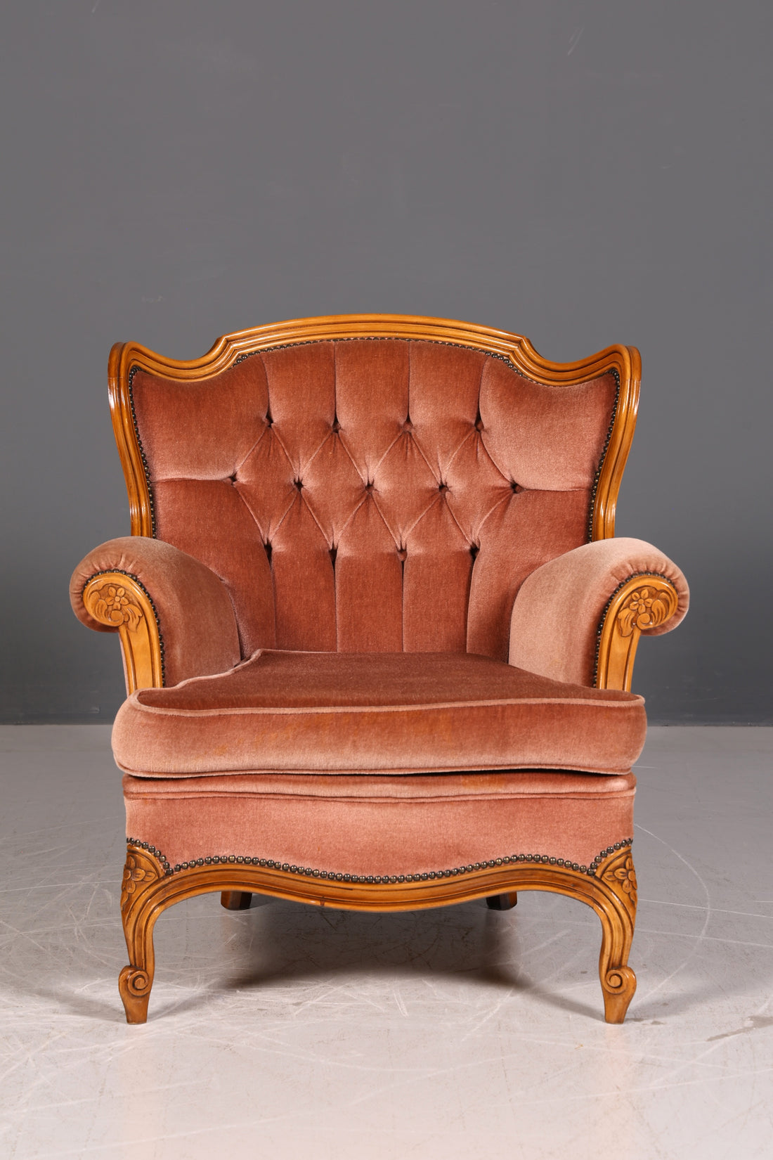 Chippendale Armchair Baroque Style Velvet Fabric Armchair Rococo Antique 4 of 4