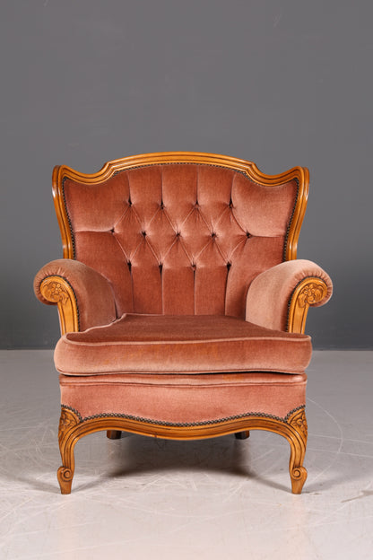 Edler Chippendale Armlehnsessel Barock Stil Samt Stoff Sessel Armchair Rococo Antik 4 von 4