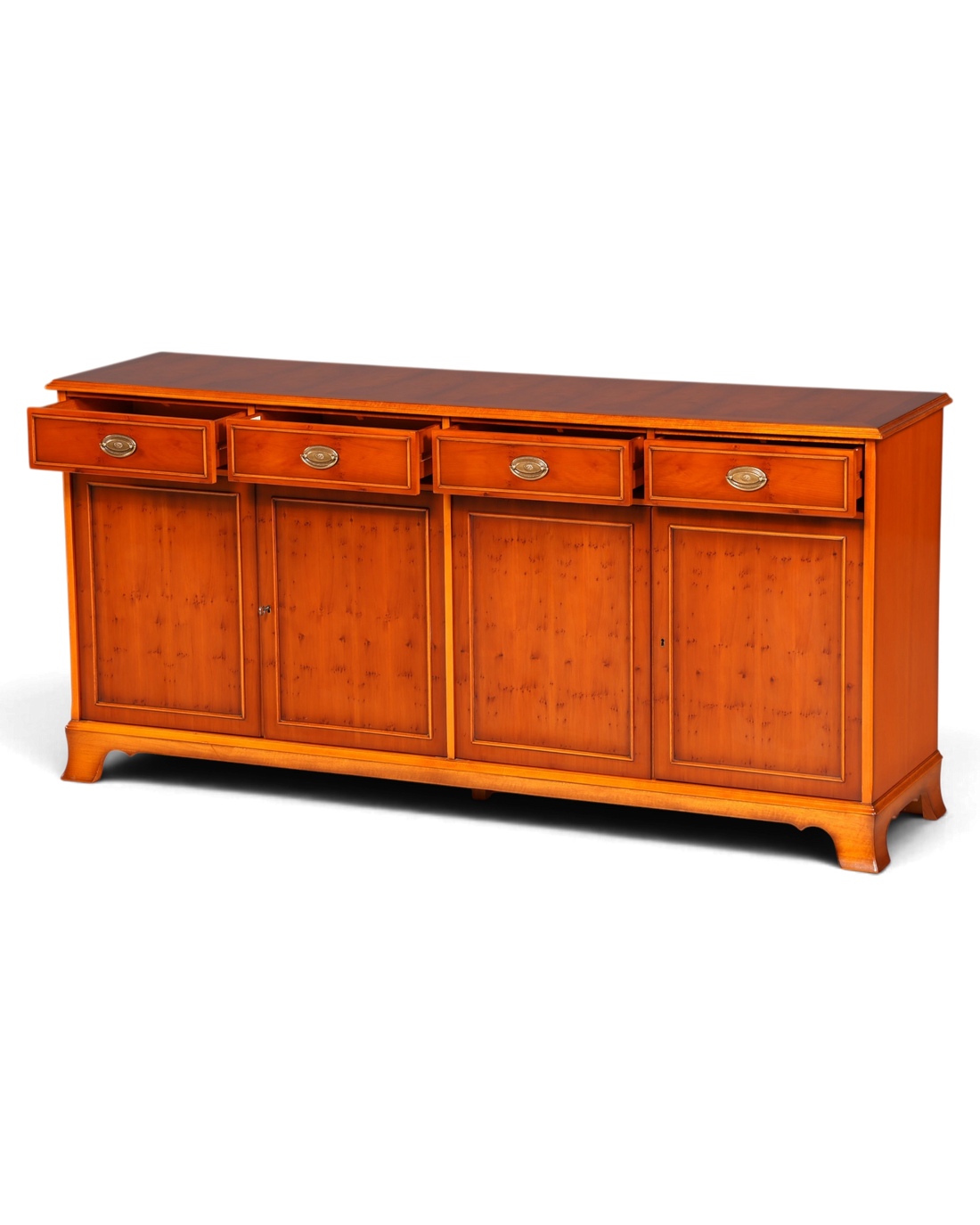Hauptstadt Möblerei Heldense Sideboard aus englischer Eibe mit vier Schubladen und Türen im antiken Vintage-Stil
