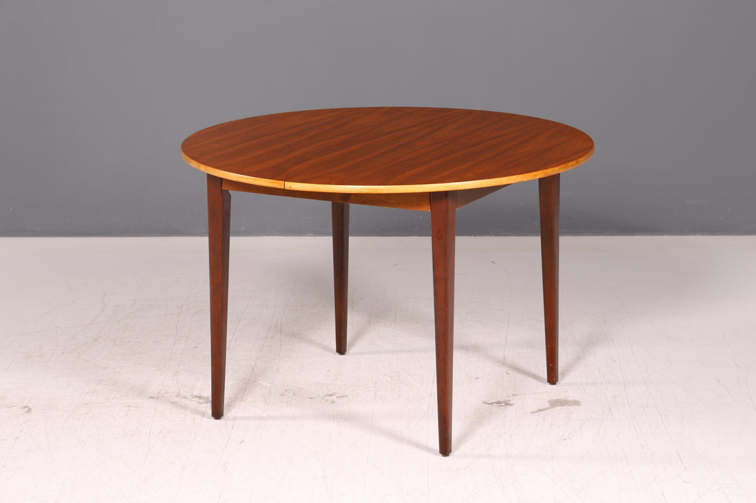 Eenvoudige uitschuifbare mid-century eettafel, ronde vintage tafel, retro keukentafel uit de jaren 60
