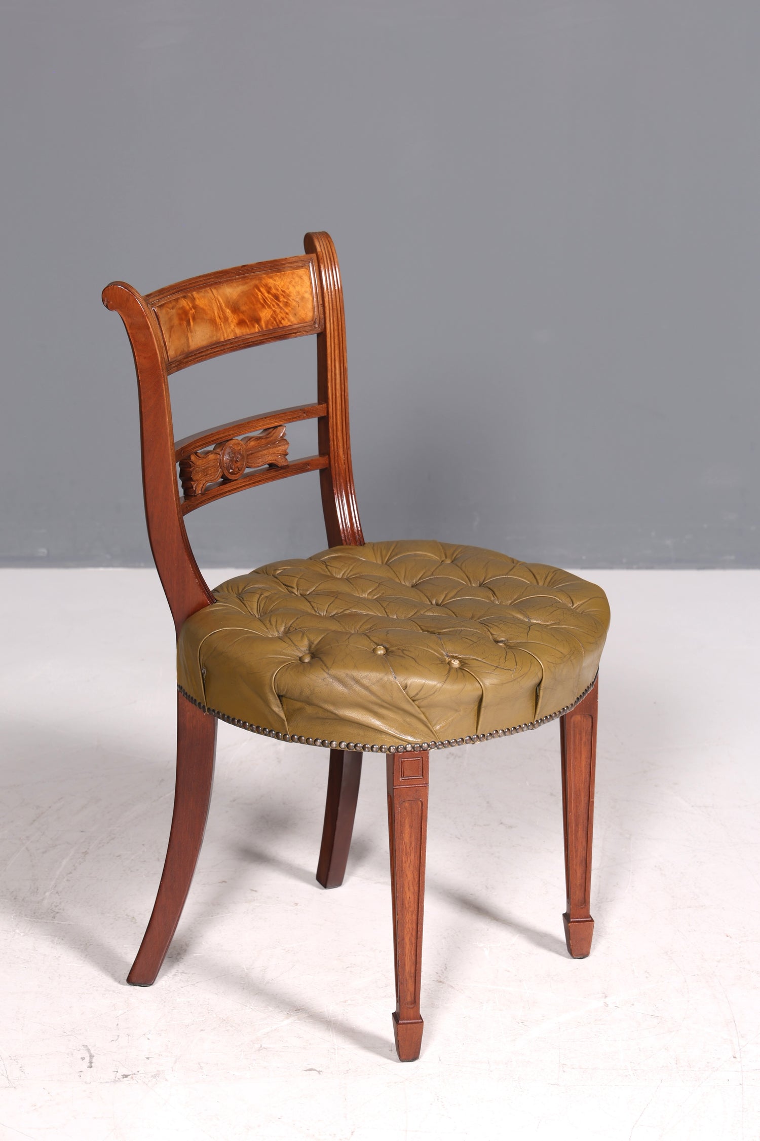 Wunderschöner Chesterfield Stuhl Anno Dom Sekretär Stuhl Englisch echt Leder Küchenstuhl 4 von 4